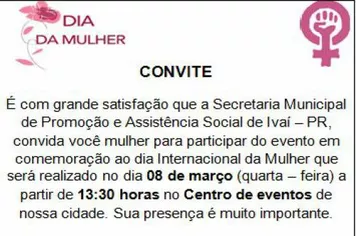 CRAS realizará evento de comemoração ao Dia Internacional da Mulher