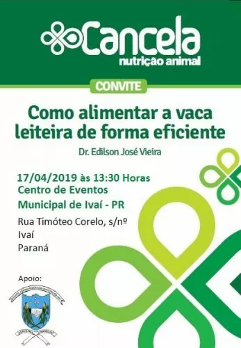 Convite palestra: Como alimentar a vaca leiteira de forma eficiente
