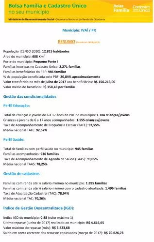 ATENDIMENTOS DO PROGRAMA BOLSA FAMÍLIA