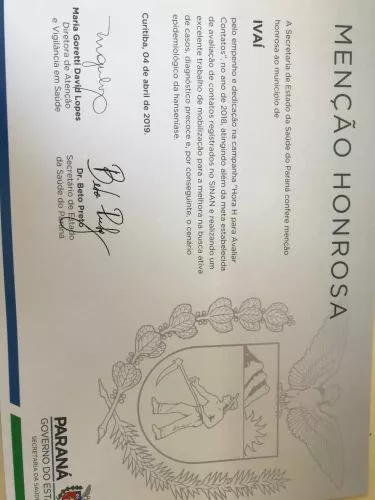 SECRETARIA DE SAÚDE RECEBE MENÇÃO HONROSA