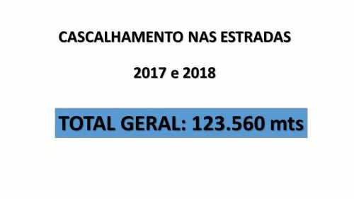RELATÓRIO DO CASCALHAMENTO 2017/2018